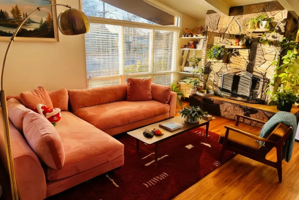 Bright Living Room Featuring the Most Comfortable Sectional Sofa With Chaise Near Large Windows