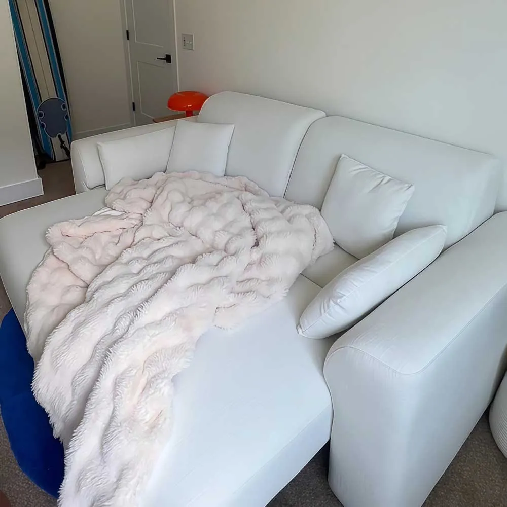 Review POVISON Sofa Cozy White Power Sofa With Soft Chenille Fabric and Plush Cushions