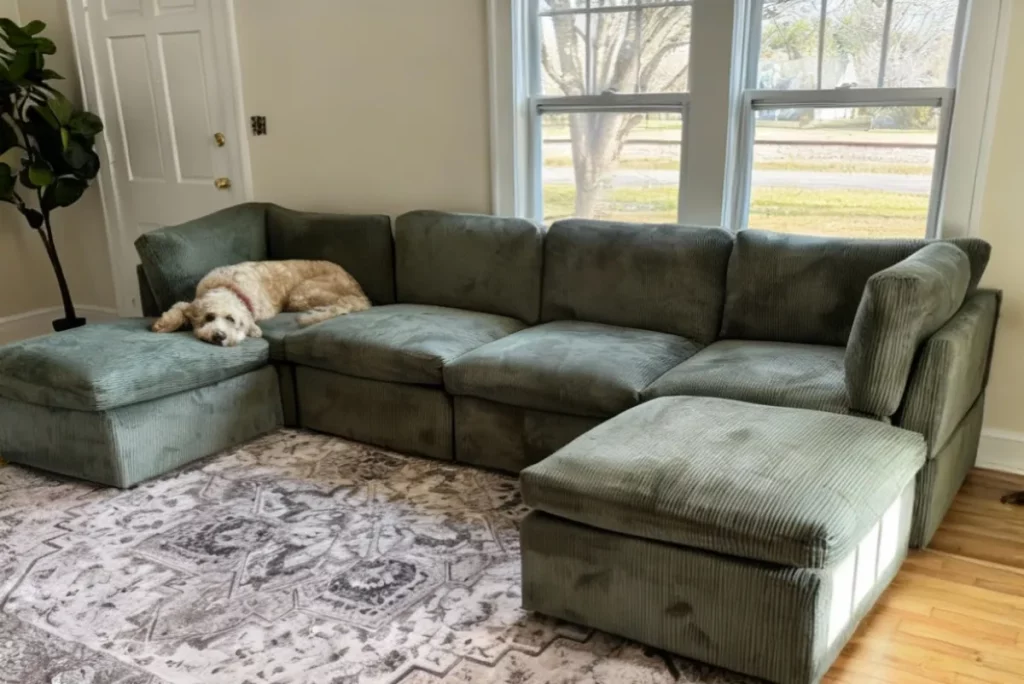 The Most Comfortable Sectional Sofa With Chaise In Green Fabric