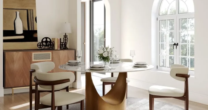 5-Piece Small Round Dining Table Set for 4