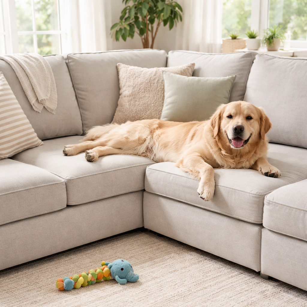 pet-friendly sectional couch with durable fabric and removable covers