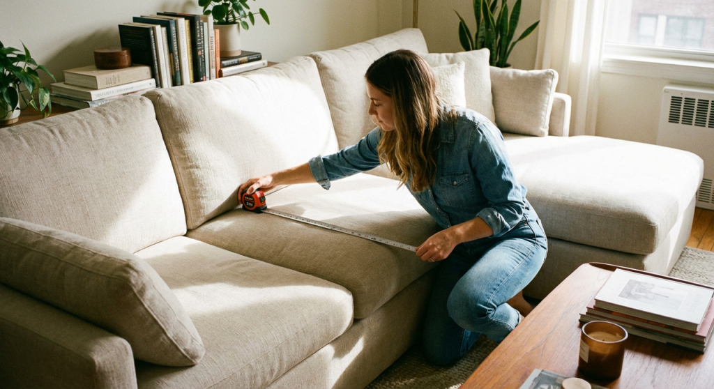 measuring standard vs deep seat depth on a family sectional couch