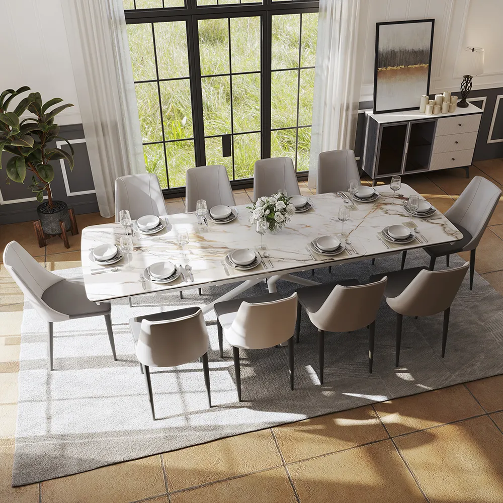 79-110 Modern Minimalist Extendable Dining Table for 6-10