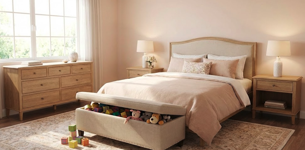 Durable bedroom furniture essentials with storage for busy families