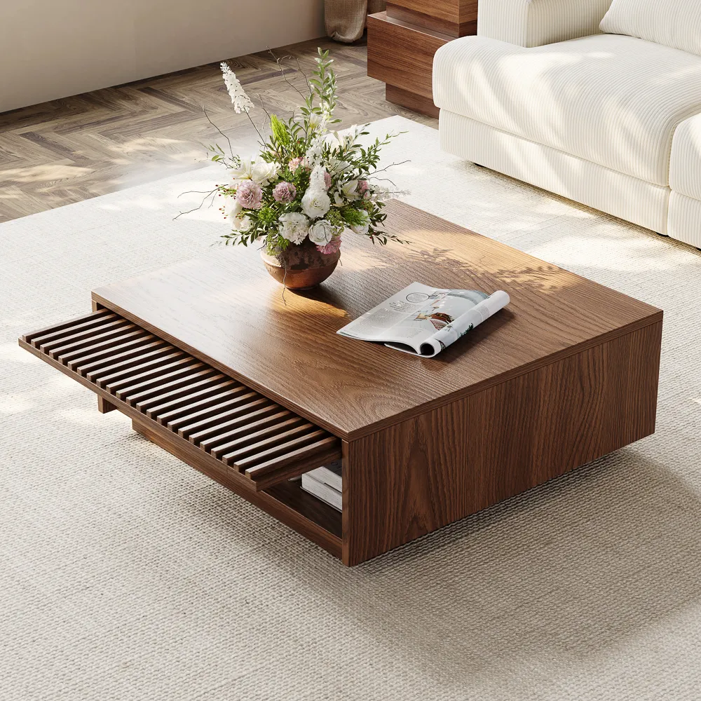 Aeolus - Square Wood Coffee Table with Storage