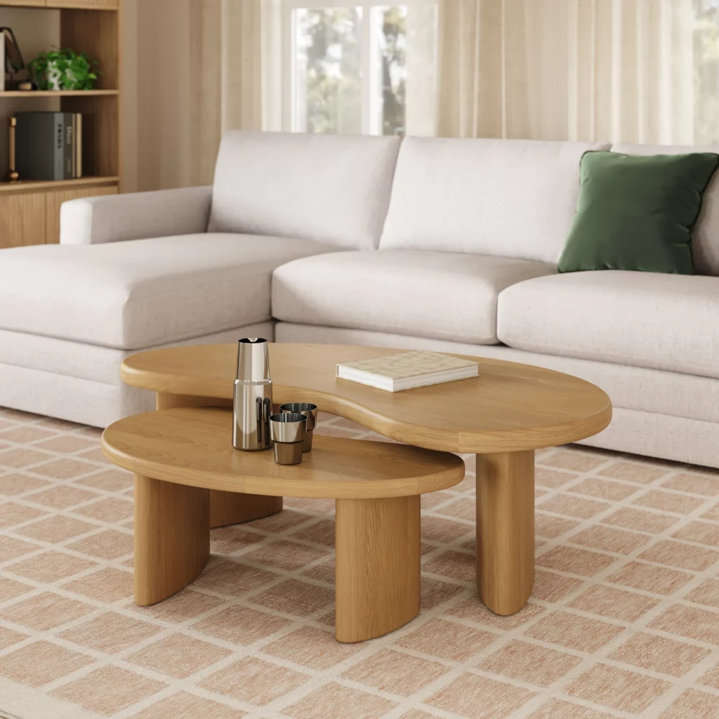 Article Neah Nesting Coffee Table Set - Natural Oak