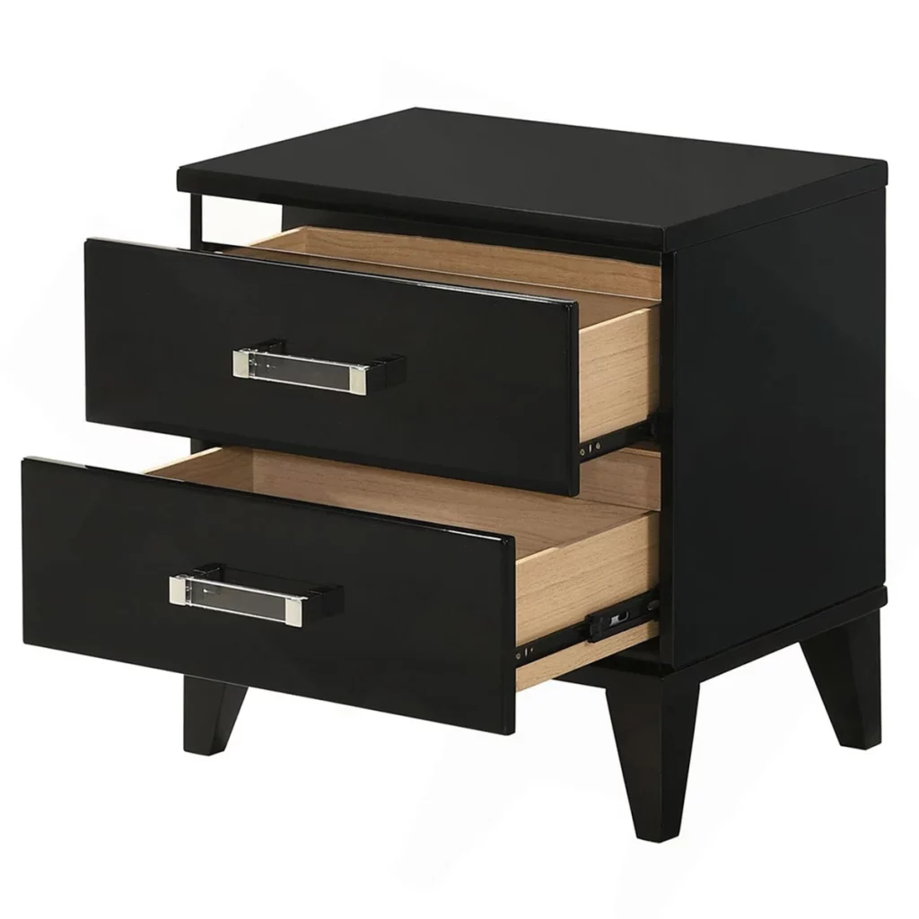 Black 2-Drawer Nightstand