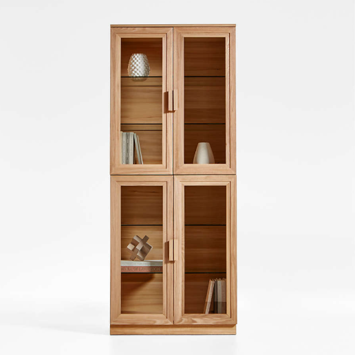 Crate & Barrel Calypso Natural Wood Tall Storage Cabinet