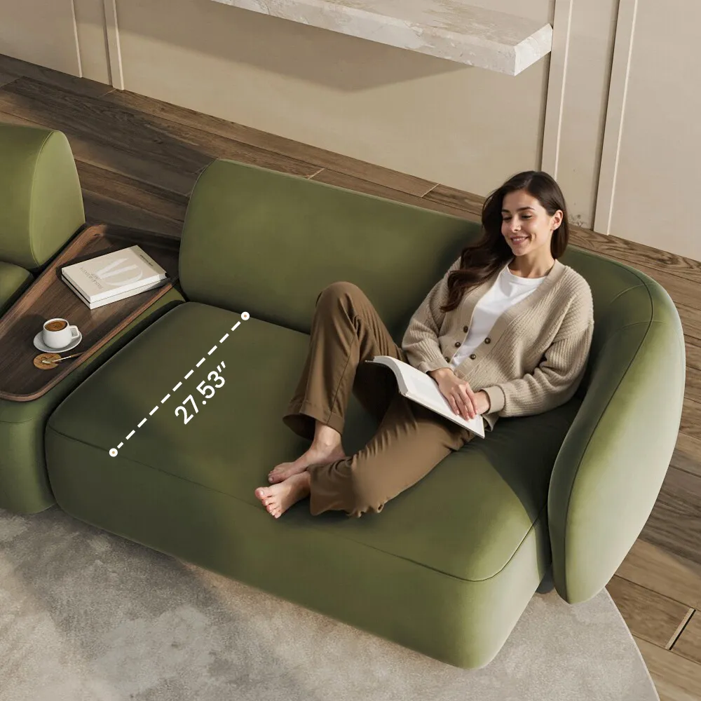 Curved Deep Sofa with Modular Side Table size