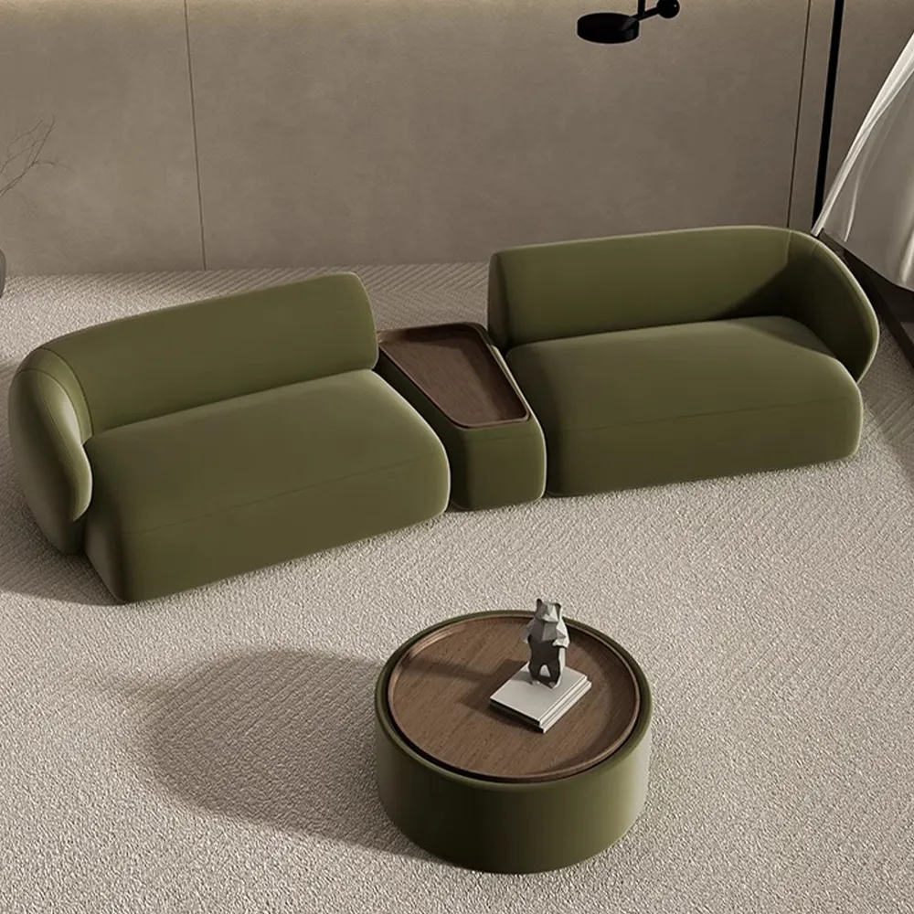 Curved Deep Sofa with Modular Side Table
