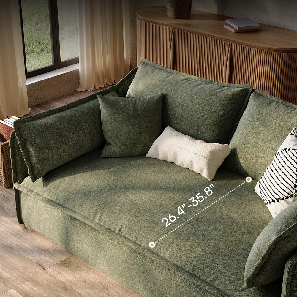 Green Cotton Linen Sofa with Removable Covers