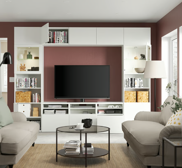 IKEA BESTÅ TV Storage Combination with Glass Doors