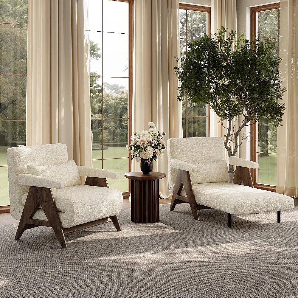 Mid-Century Modern Lounge Chair Sofa Bed with Adjustable Backrest