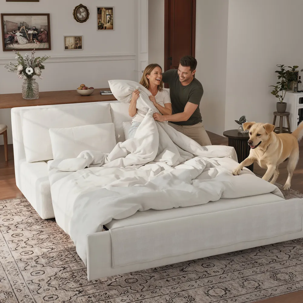 Modern Pull Out Sofa Bed Sleeper Sofa​ with Linen