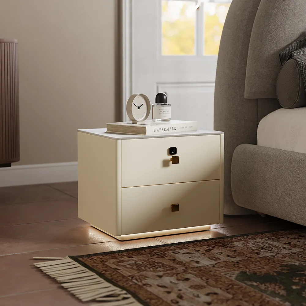 Povison Modern Nightstand with Fingerprint Lock
