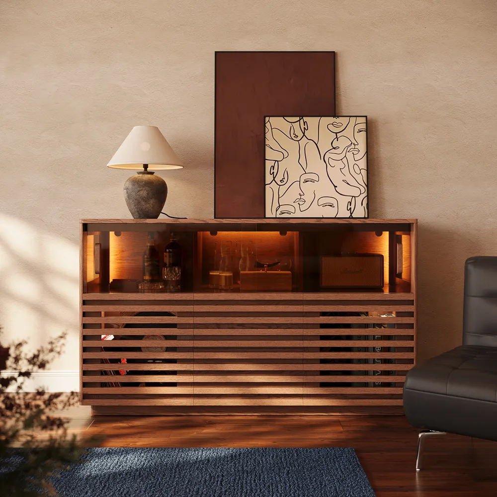 Povison Selene LED Horizontal Slatted Storage Cabinet