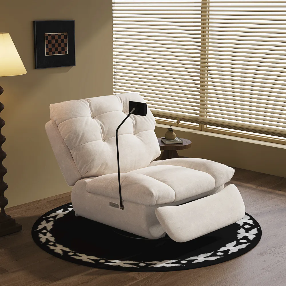 Power Recliner Lounge Swivel Chair With Hidden Storage