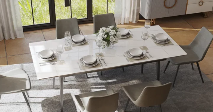 Rectangular Sintered Stone Extendable Dining Table