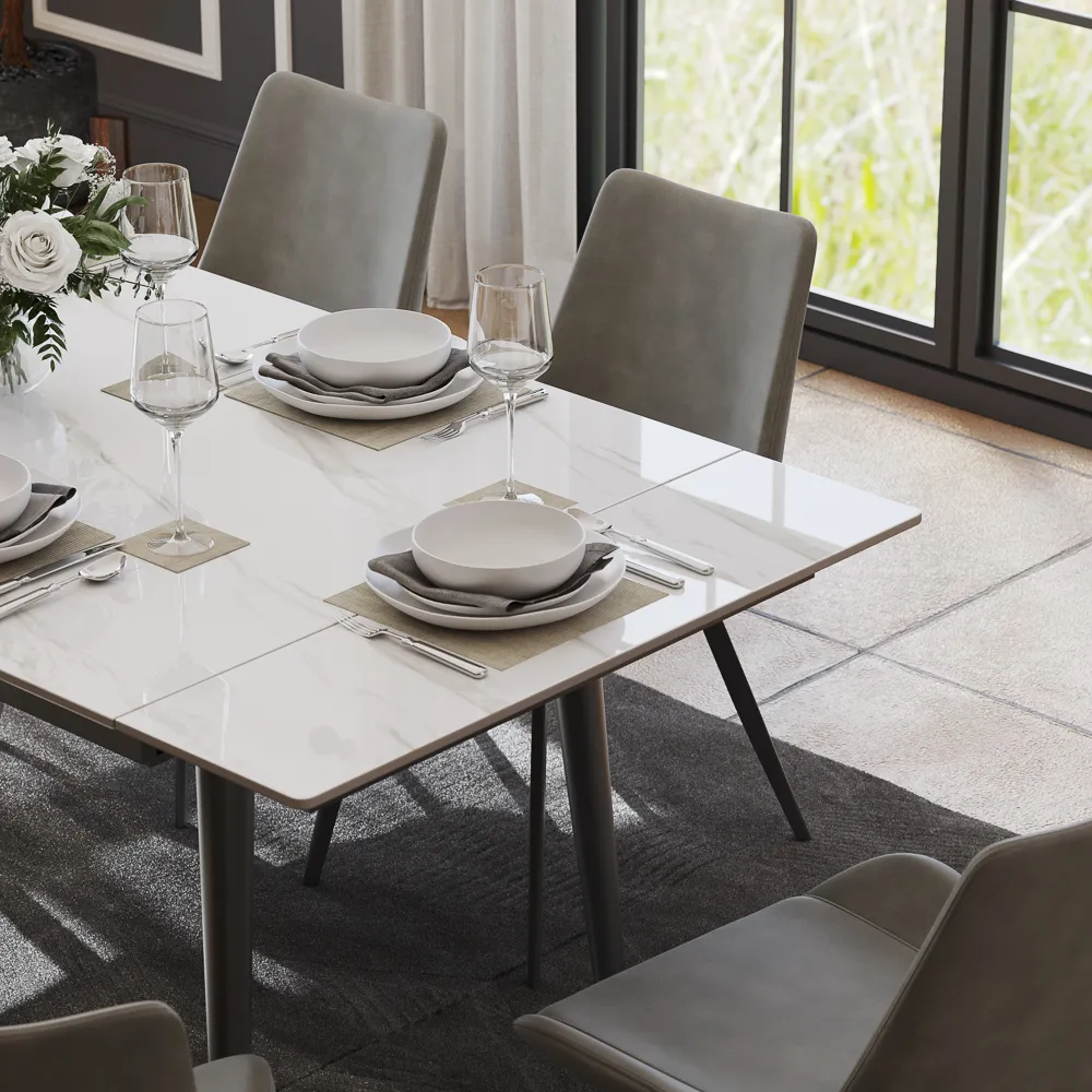 Rectangular Sintered Stone Extendable Dining Table details