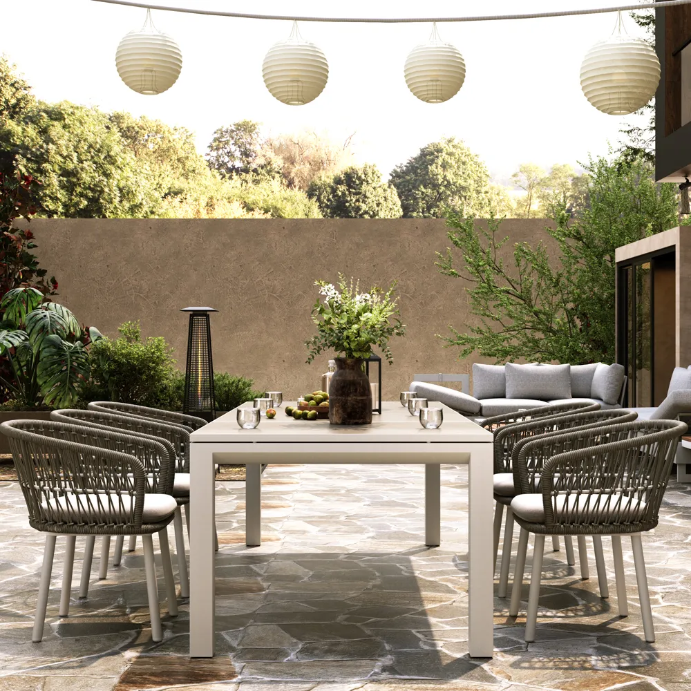 Tempered glass & Aluminum alloy outdoor dining table