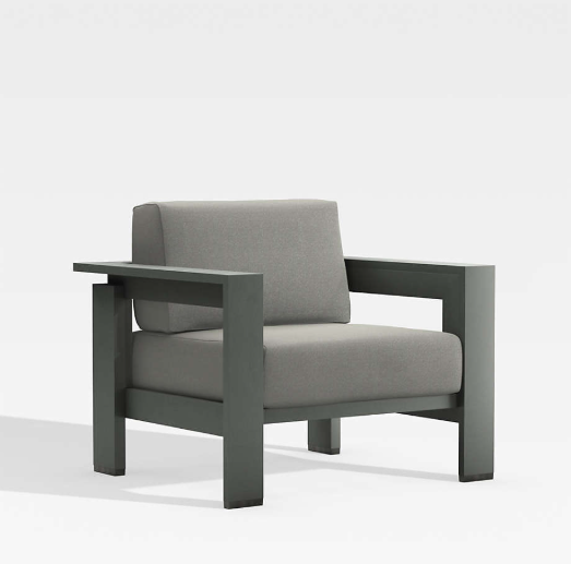 Walker Metal Outdoor Lounge Chair with Canvas Charcoal Sunbrella ® Cushions