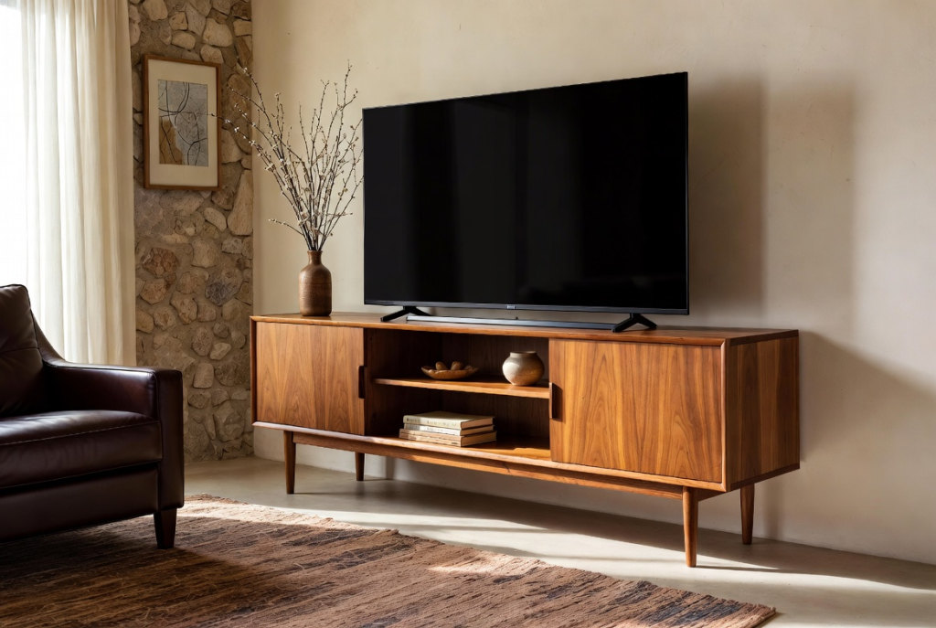 Durable mid-century TV console as a mid-range christmas furniture gift idea