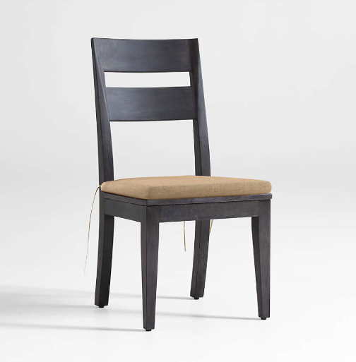 c&b Basque Charcoal Grey Wood Dining Chair With Camel Cushion, Set of 4