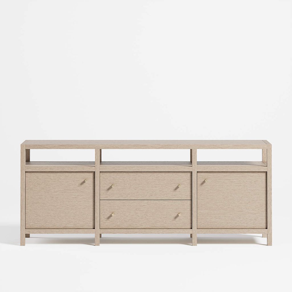 c&b Keane Weathered Natural Wood Storage Media Console