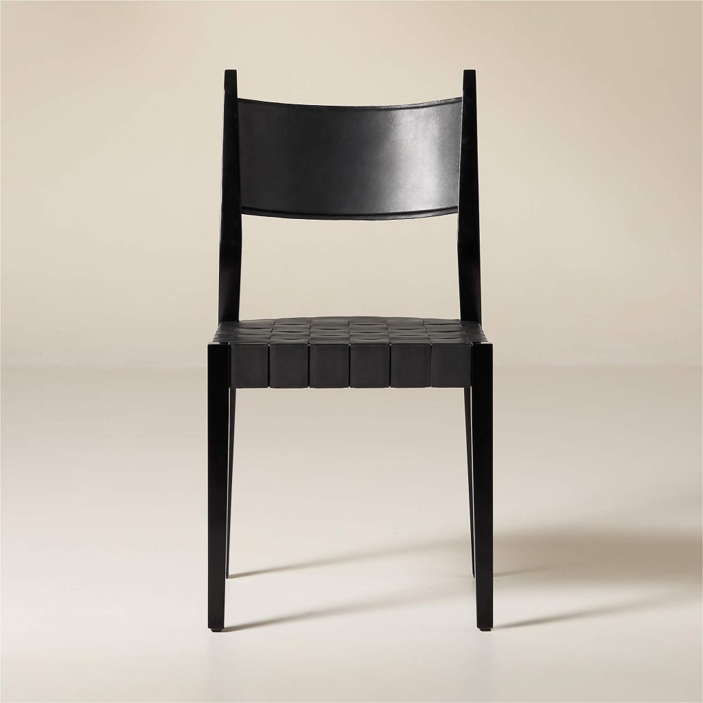 cb2 Irwin Woven Black Leather Dining Chair