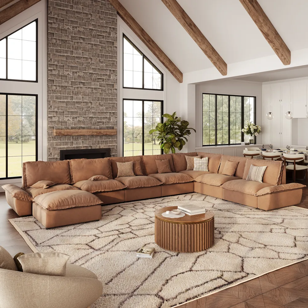 234 Inch Sailboat U-Shaped Deep-Seat Sectional Couch with Ottoman1