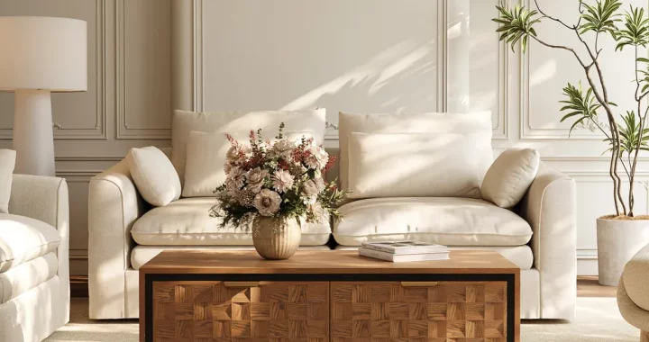 47.24 Vintage Waffle Coffee Table with Storage