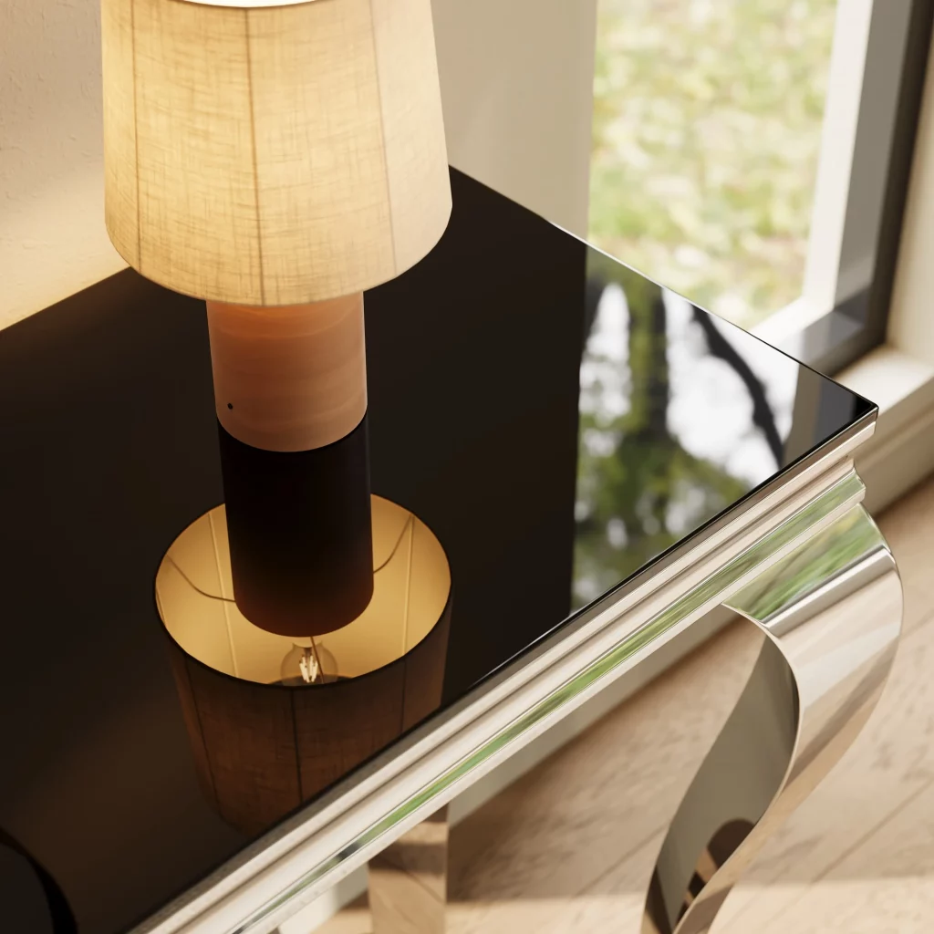 57 Luxury Rectangular Console Table with Glass Tabletop