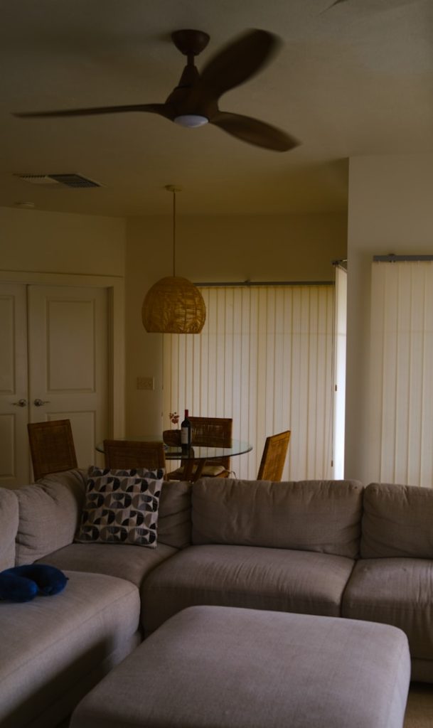 A small living room with a recliner sofa