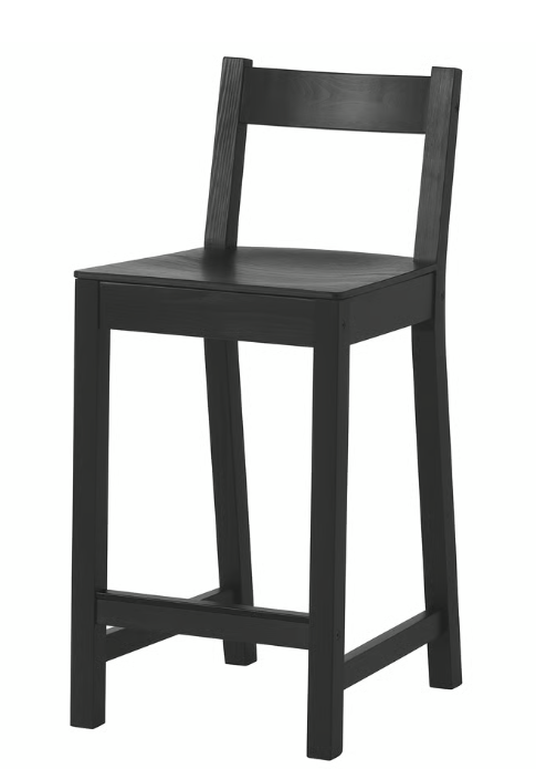 Bar stool with backrest, counter height black