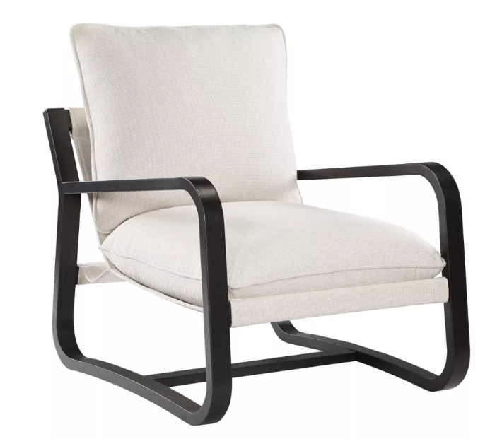 CAVINAS Polyester Accent Chair with High Backrest and Metal Frame,Modern Upholstered Living Room Chairs,Reading Chairs for Living Room,Beige