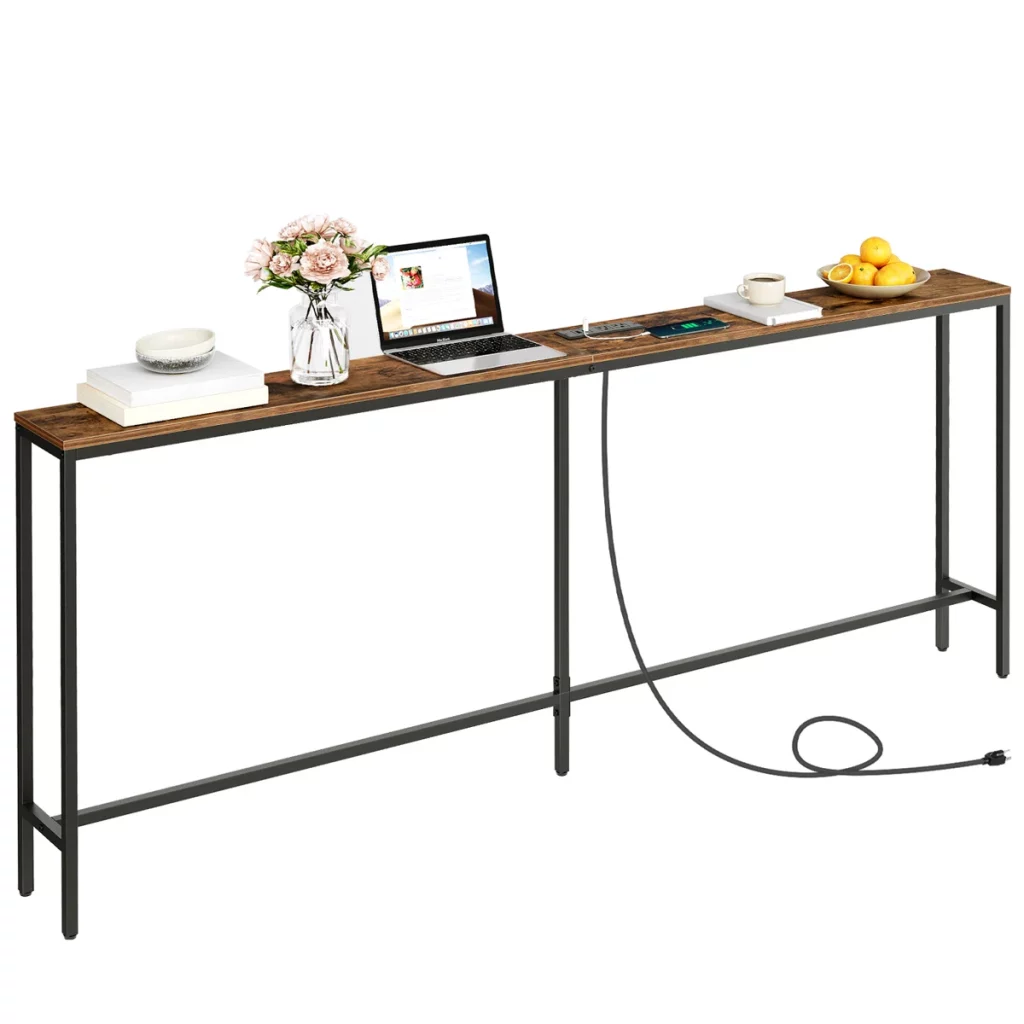 Console Table with Power Outlet Behind Couch Narrow Entryway Table