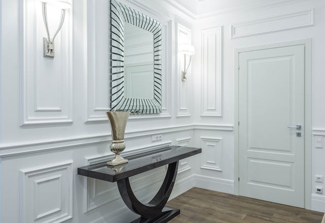 Contemporary minimalistic hallway design with console table