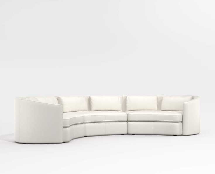 Crate & Barrel Nouveau 3-Piece Curved Sectional Sofa