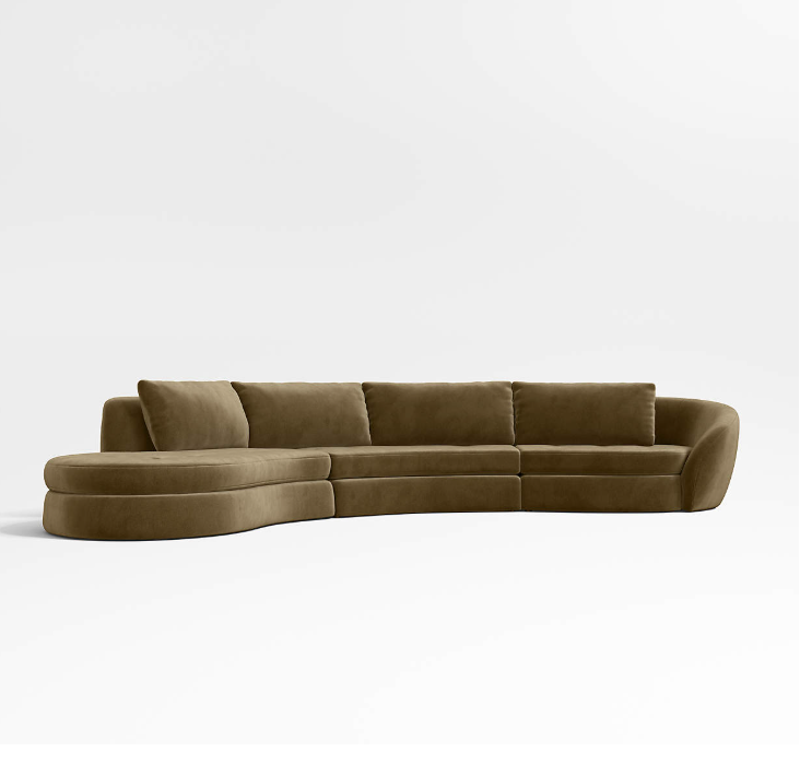 Crate & Barrel Sinuous 3-Piece Chaise Sectional by Athena Calderone