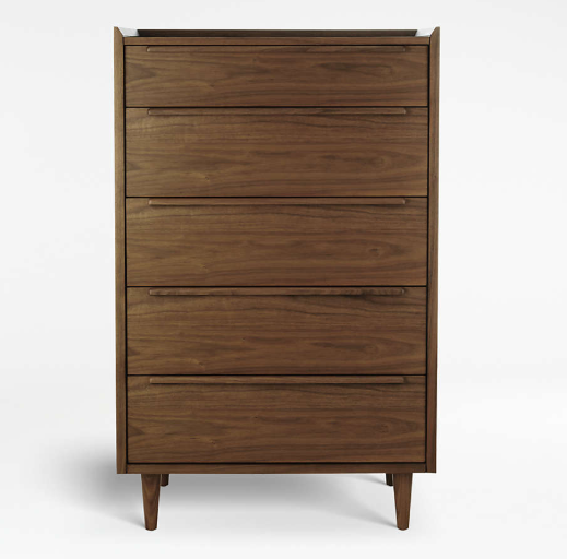 Crate & Barrel Tate Walnut 5-Drawer Tall Dresser