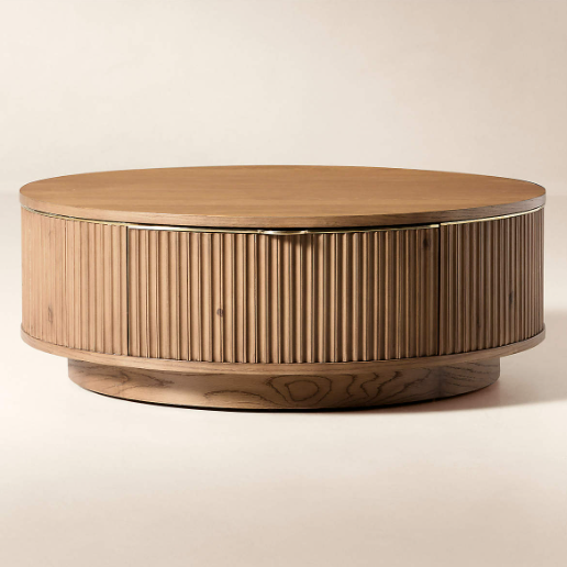 Davison Round Fluted Oak Coffee Table