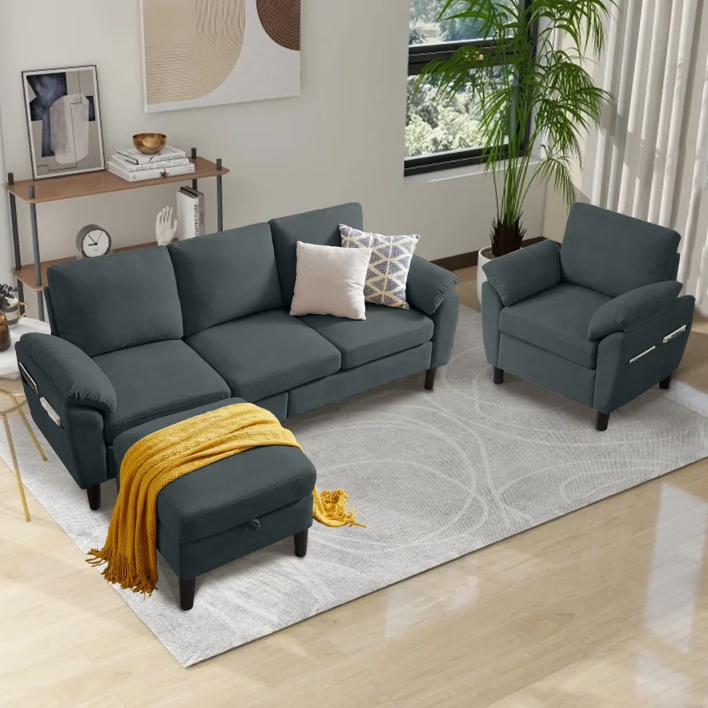 Ebern Designs 3-Piece Living Room Sectional Sofa Set