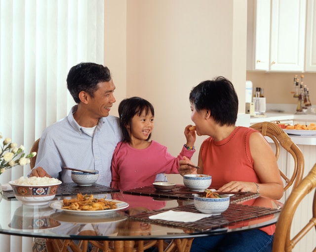 Family dining scene for lifestyle section