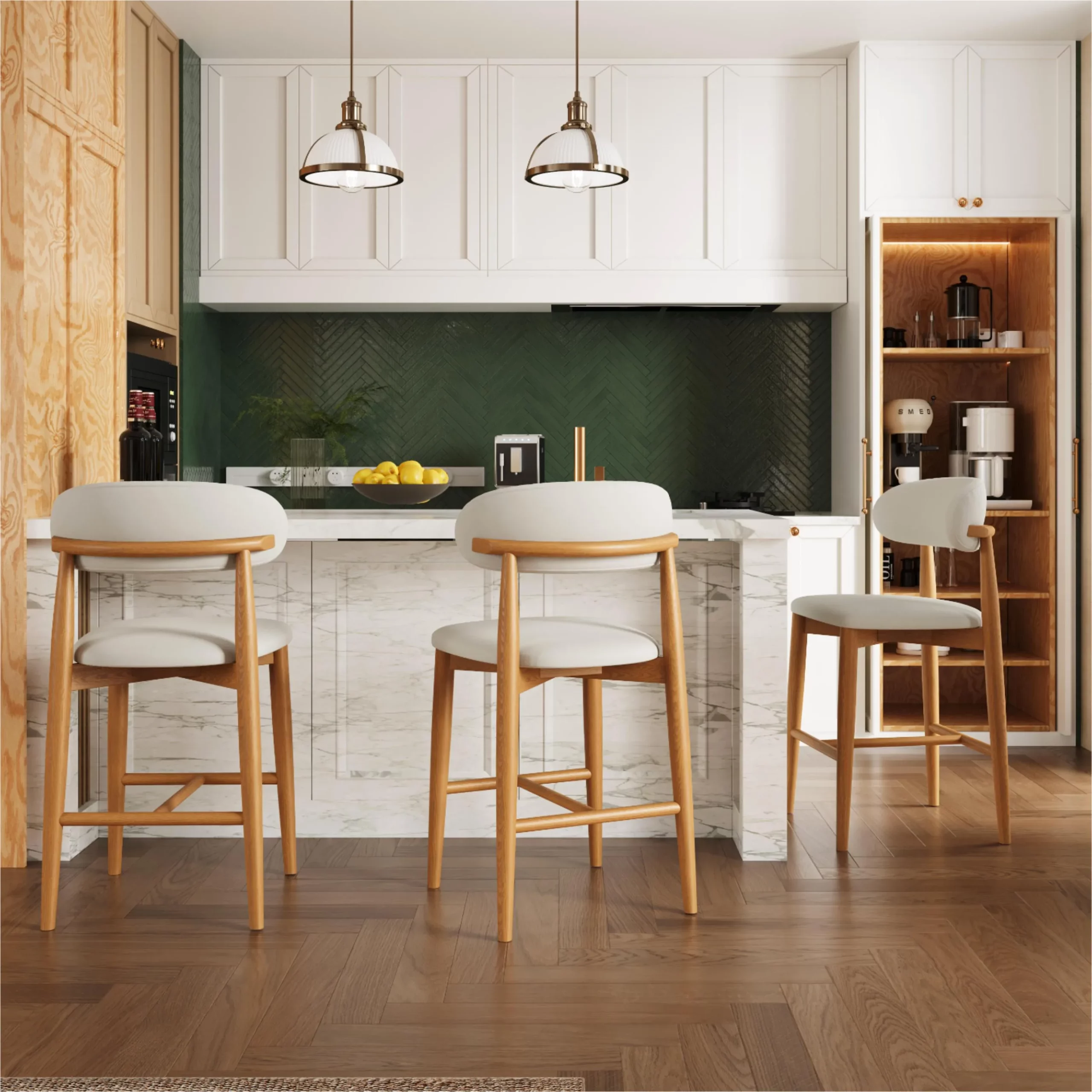 Lawson - 24 Mid-Century Modern Wood Counter Height Bar Stools Set of 2