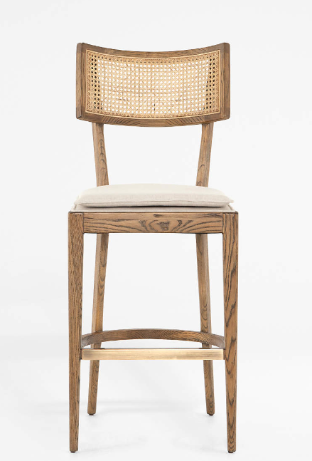 Libby Light Brown Wood and Natural Cane Counter Stool