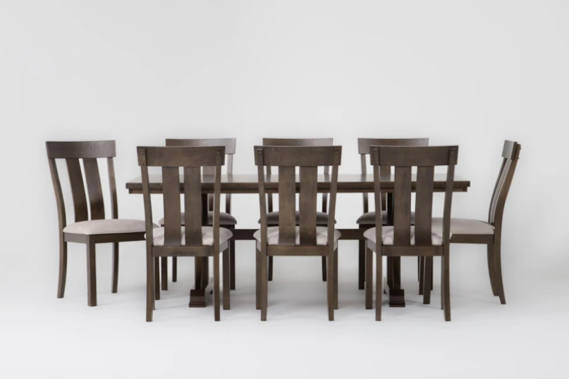 Living Spaces Delfina II Brown Farmhouse X Base Dining Set