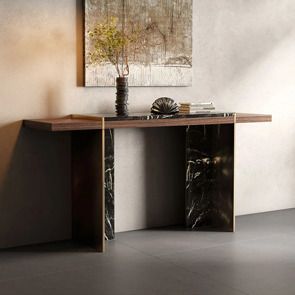 Mid-Century Modern Dark Wood Console Table