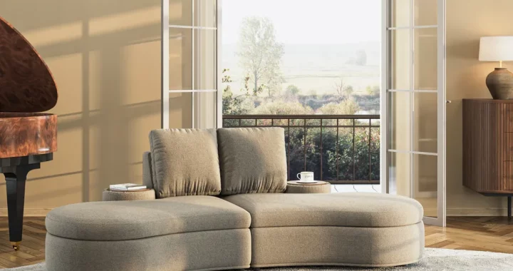 Modern Curved Armless Sofa in the Living Room