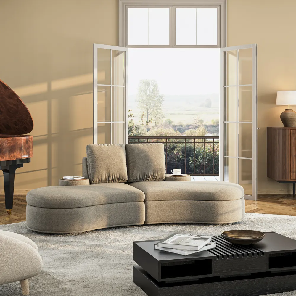 Modern Curved Armless Sofa in the Living Room