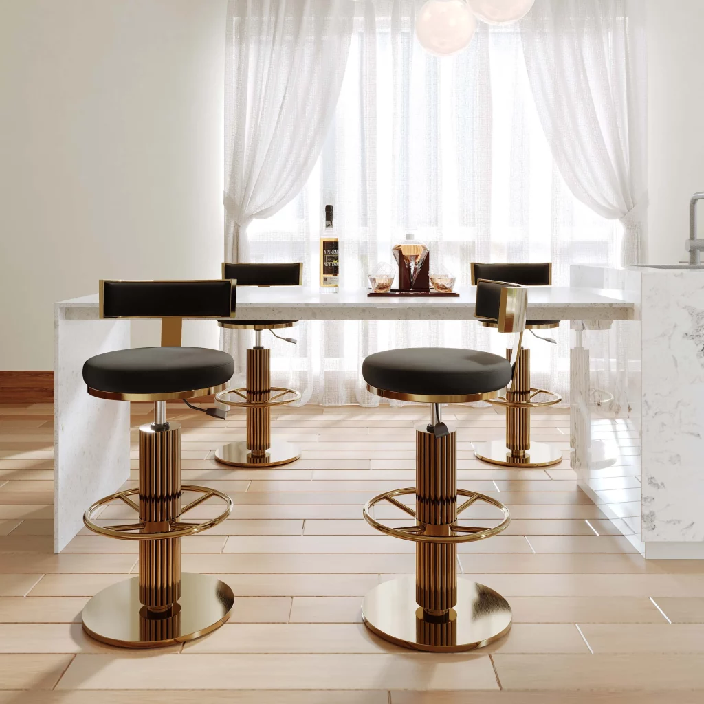 Modern Luxury Adjustable Height Bar Stools Set of 2 1